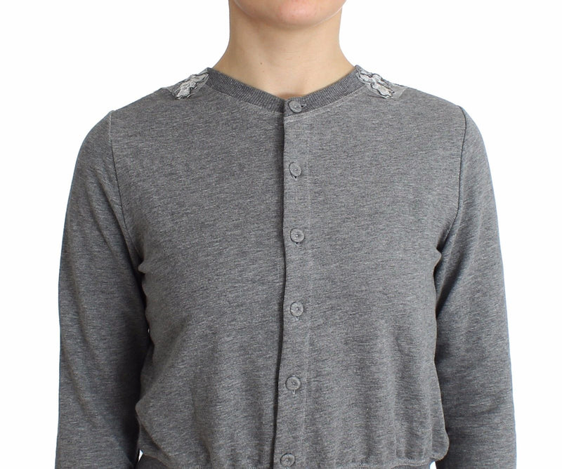 Lingerie Gray Lace Sweater Cardigan Top