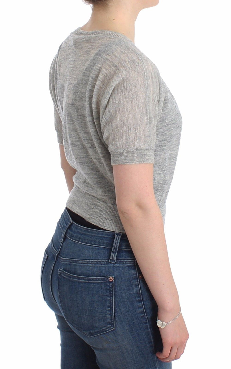 Lingerie Knit Cropped Wool Sweater Cardigan