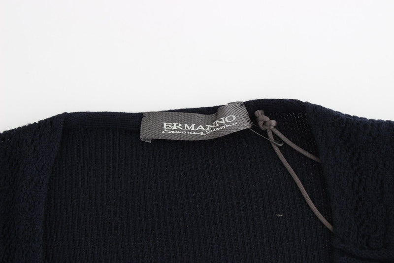 Blue Knitted Wool Stretch Sweater Top