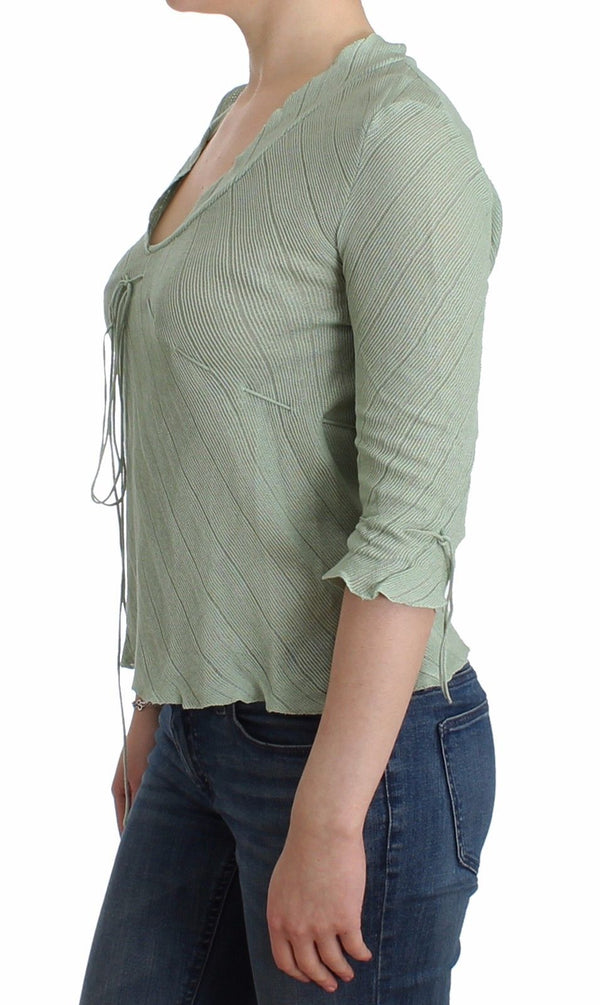 Green Lightweight Knit Sweater Top Blouse