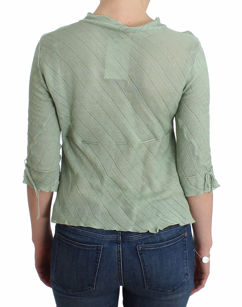 Green Lightweight Knit Sweater Top Blouse