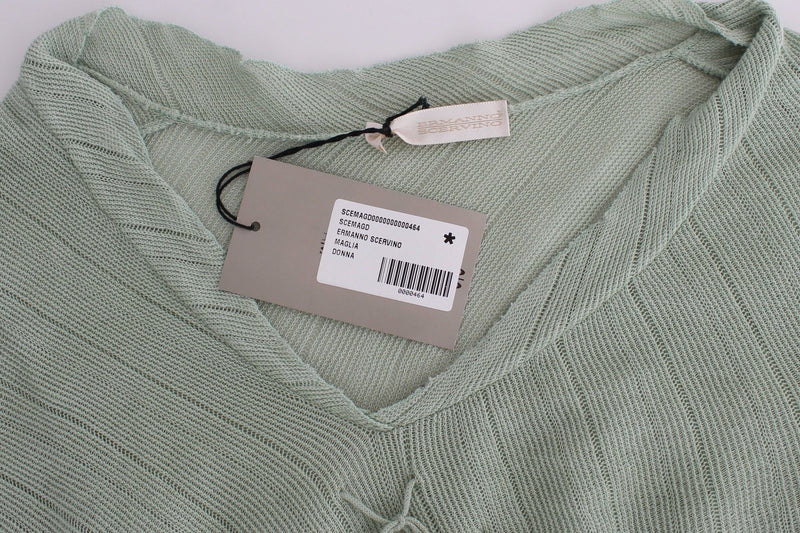 Green Lightweight Knit Sweater Top Blouse