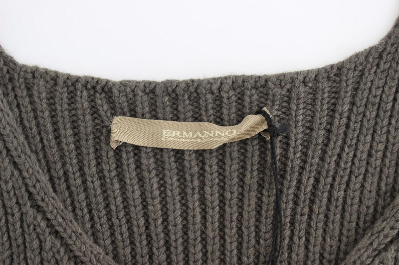 Gray Knit Top Knitted Sweater Merino Wool