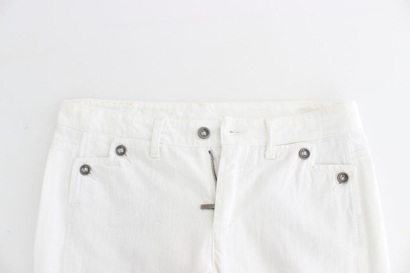 White Cropped Jeans Denim Pants Branded Capri