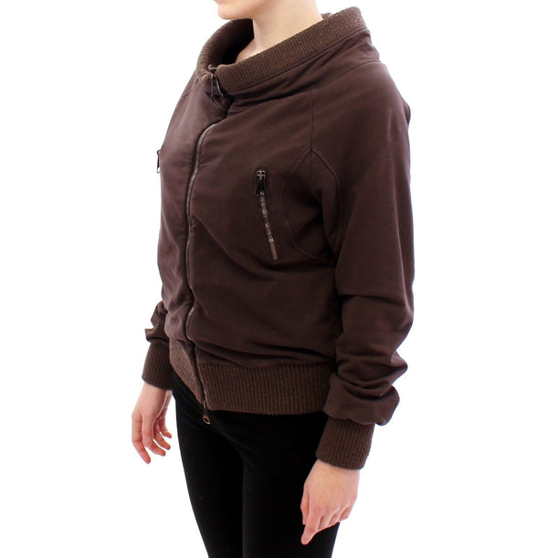Brown Stretch Full Zip Sweater Jacket
