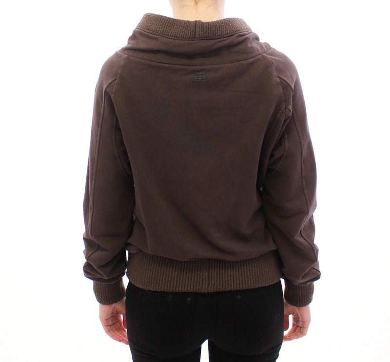 Brown Stretch Full Zip Sweater Jacket