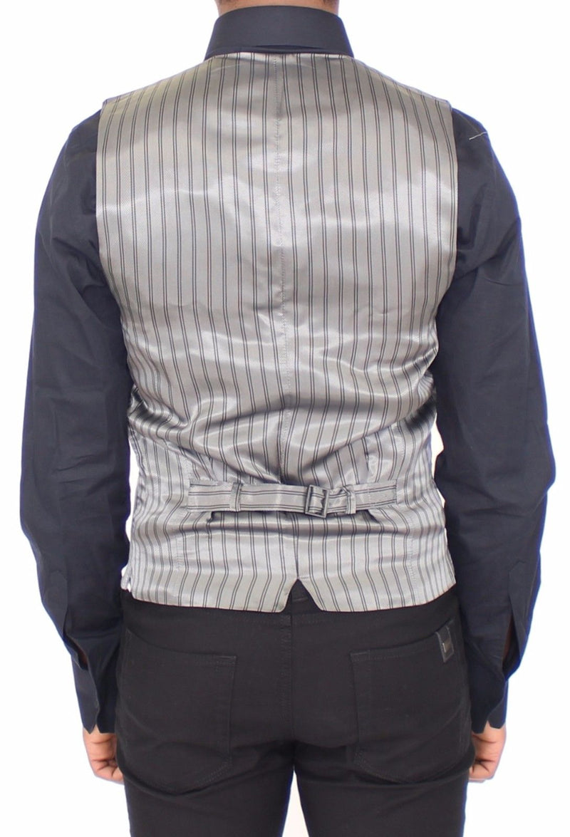 Gray Cotton Stretch Dress Vest Blazer