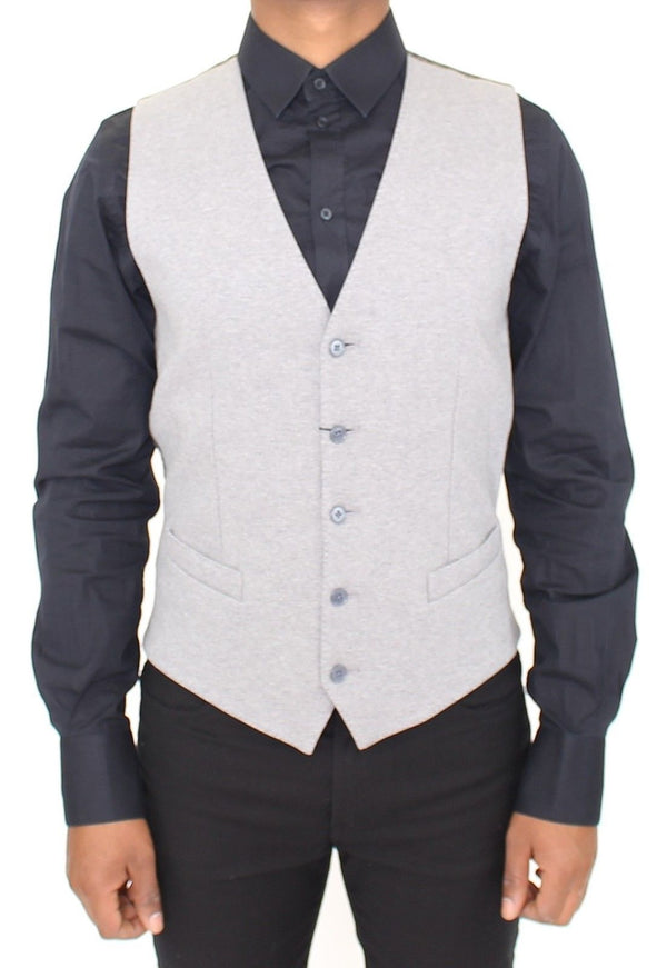Gray Cotton Stretch Dress Vest Blazer