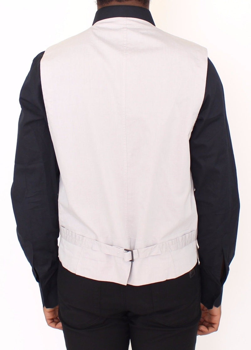 Beige Cotton Silk Blend Dress Vest Blazer