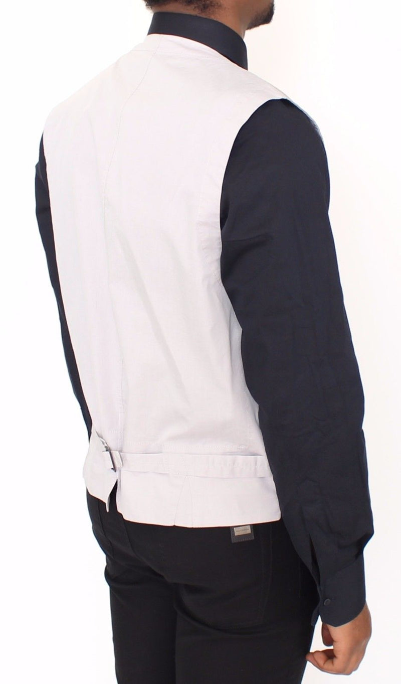 Beige Cotton Silk Blend Dress Vest Blazer