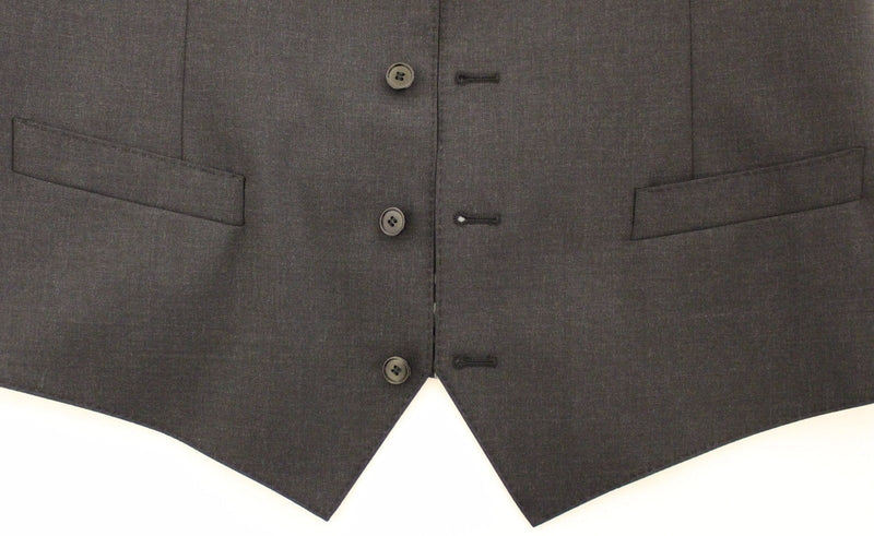 Gray Wool Stretch Dress Vest Blazer
