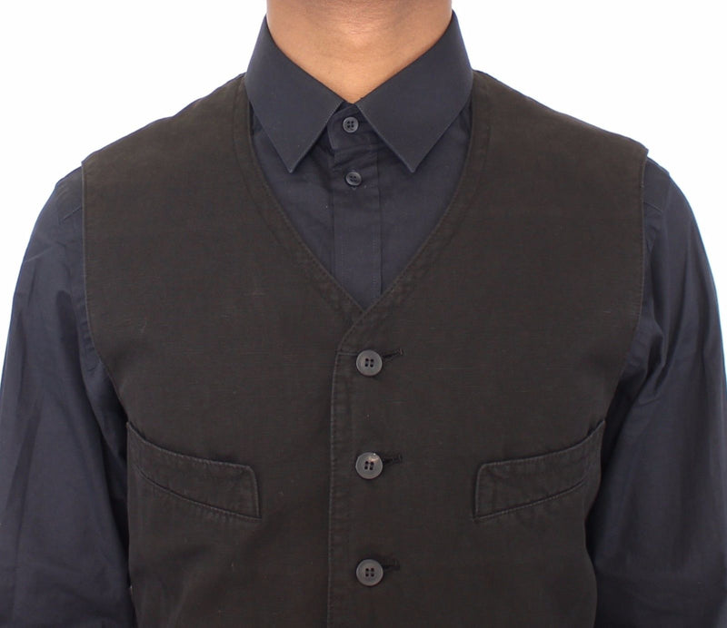 Black Flax Cotton Dress Vest Blazer