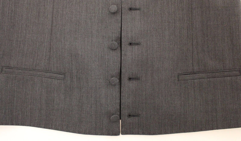 Gray Wool Stretch Dress Vest Jacket Blazer
