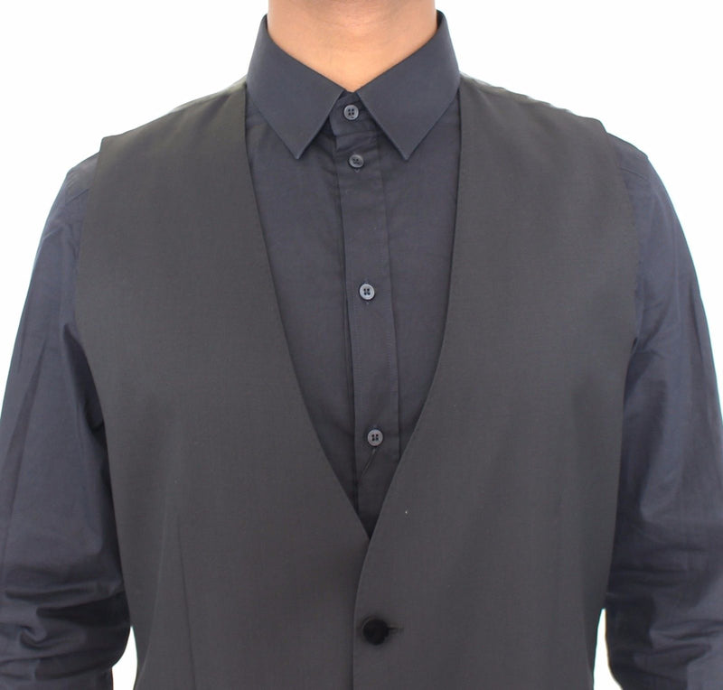 Black Wool Formal Dress Vest Gilet Jacket