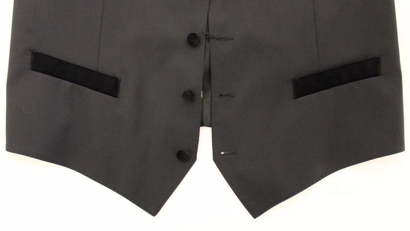 Black Wool Formal Dress Vest Gilet Jacket