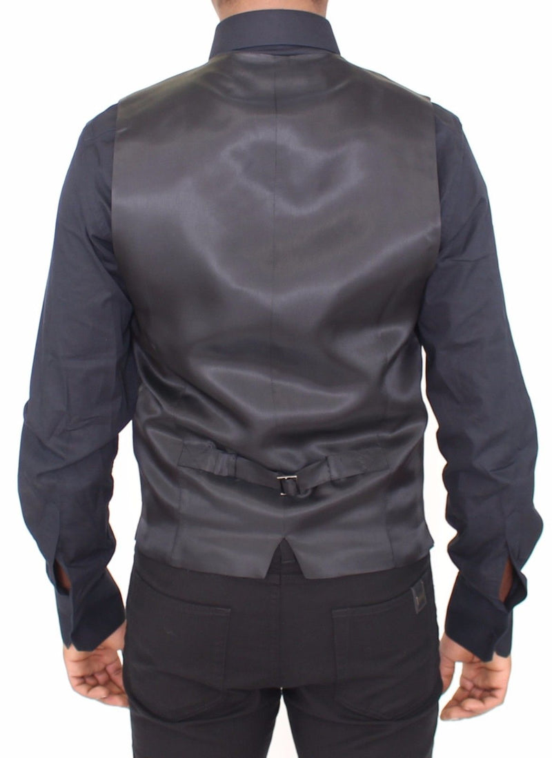 Blue Wool Formal Dress Vest Gilet Jacket
