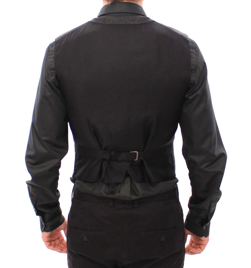 Gray Wool Blend Vest Gilet Weste