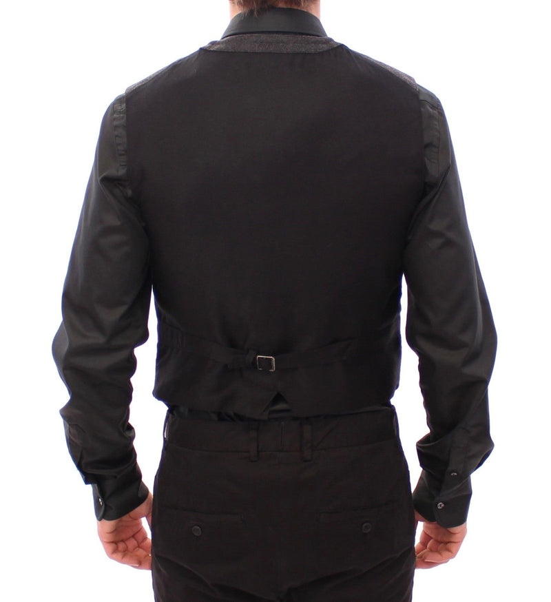 Gray Wool Blend Logo Vest Gilet Weste