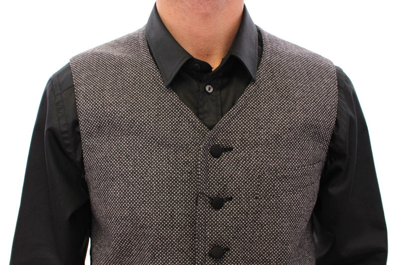 Gray Cotton Blend Logo Vest Gilet Weste