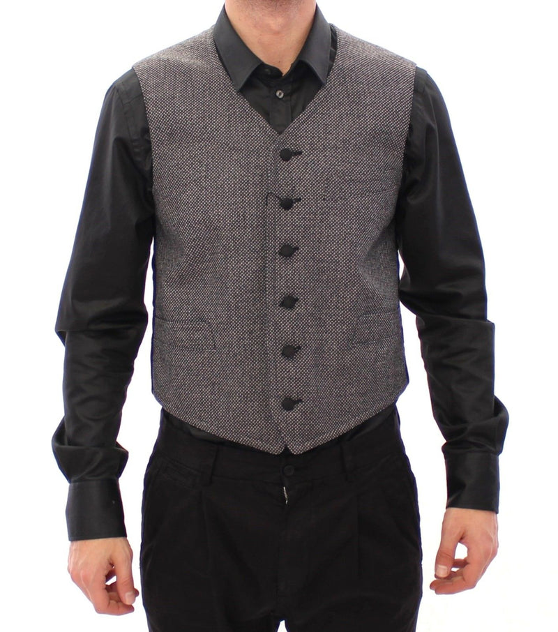 Gray Cotton Blend Logo Vest Gilet Weste