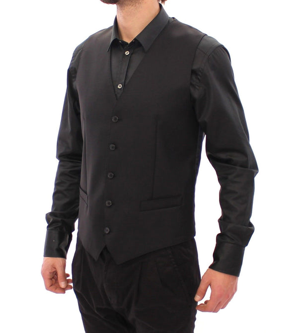 Black Wool Logo Vest Gilet Weste