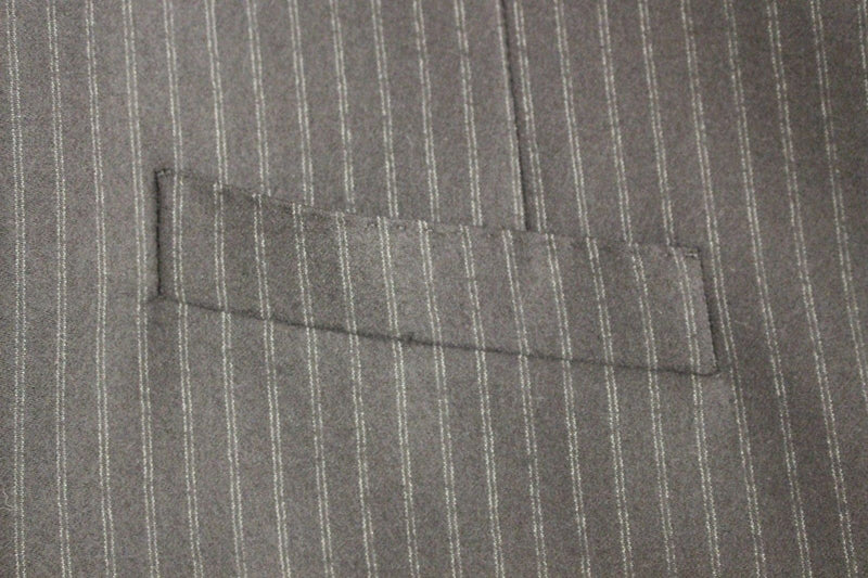 Black Striped Wool Single Breasted Vest