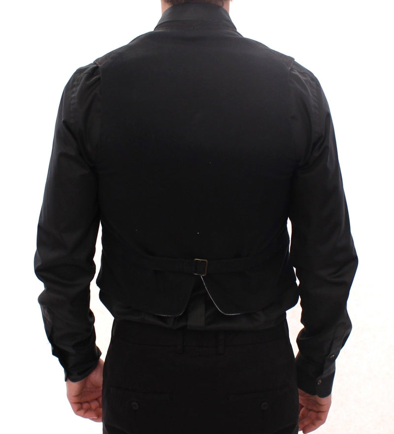 Black Wool Single Breasted Vest Gilet