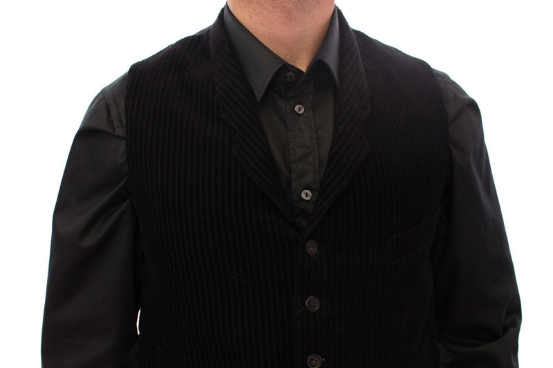 Black Manchester Single Breasted Vest