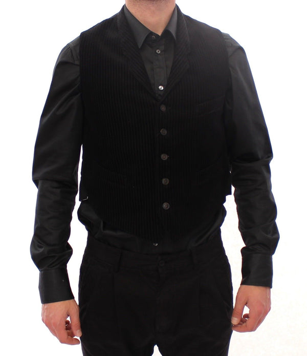 Black Manchester Single Breasted Vest