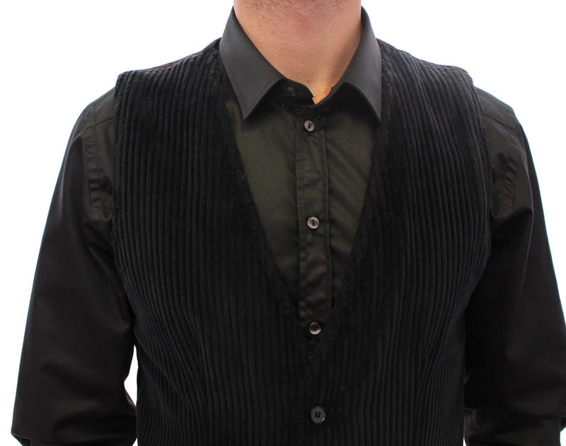 Black Manchester Single Breasted Vest