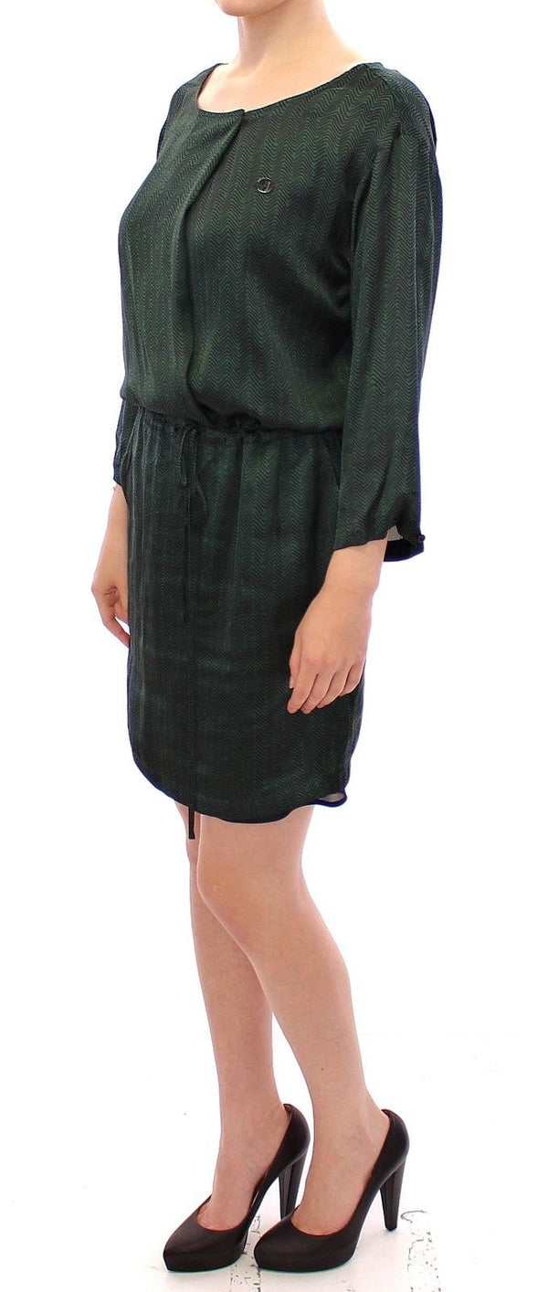 Green Zig Zag Logo 3/4 Sleeve Dress