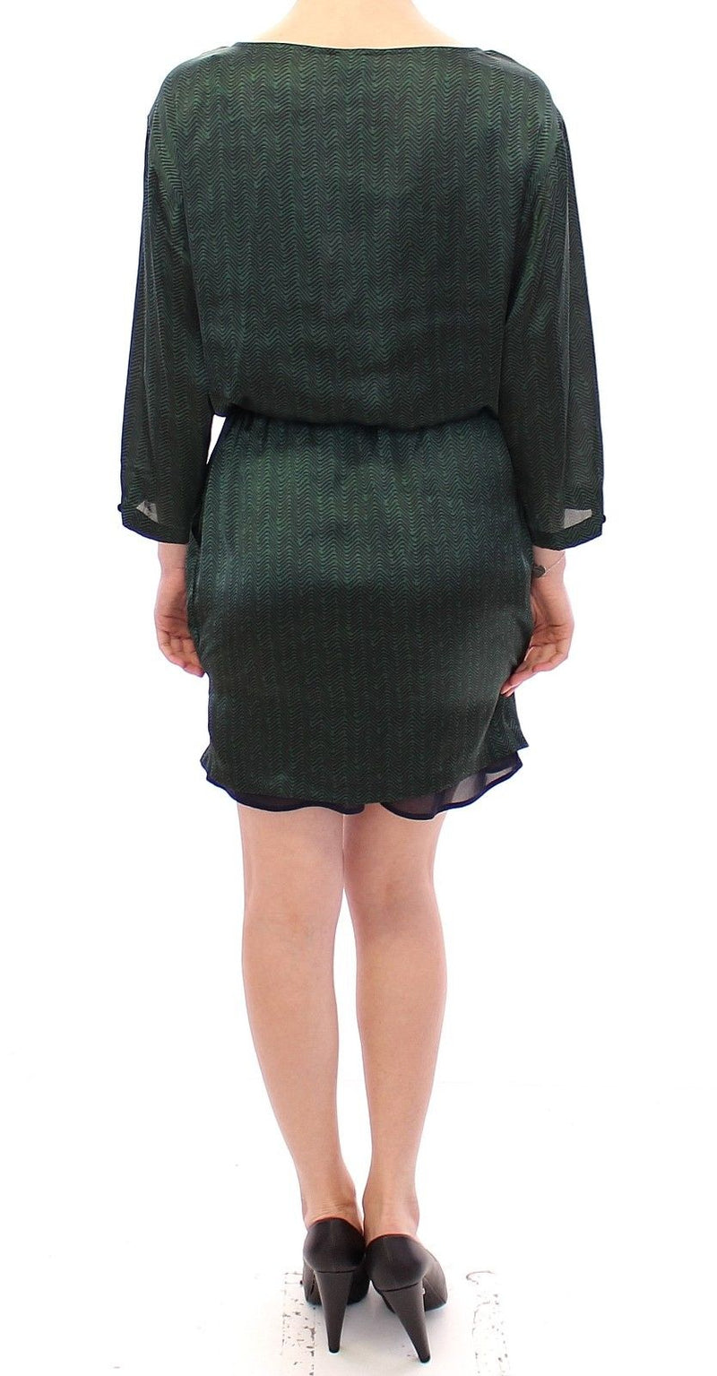 Green Zig Zag Logo 3/4 Sleeve Dress