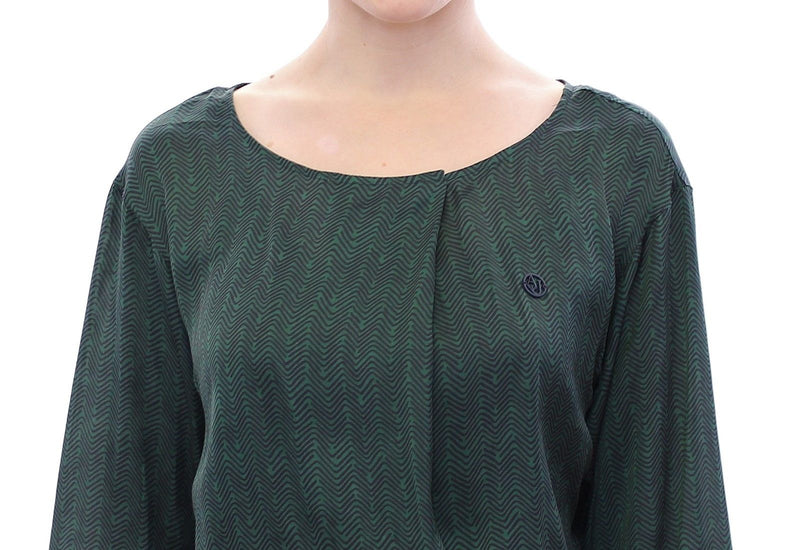 Green Zig Zag Logo 3/4 Sleeve Dress