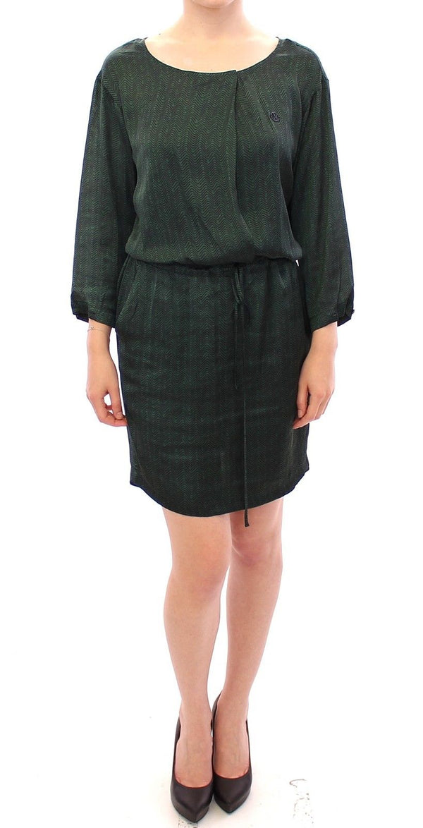 Green Zig Zag Logo 3/4 Sleeve Dress