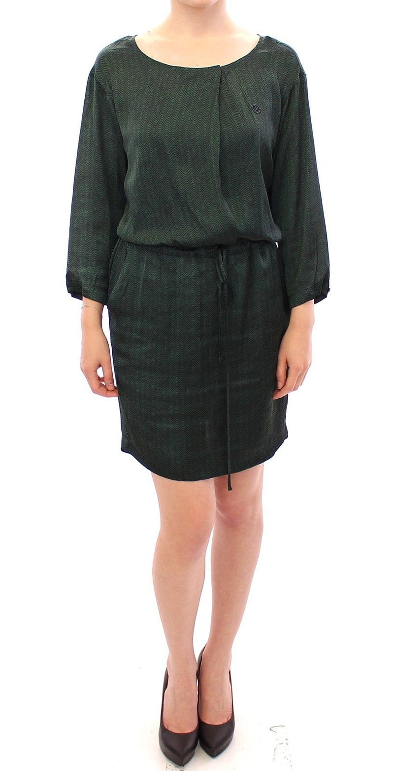 Green Zig Zag Logo 3/4 Sleeve Dress