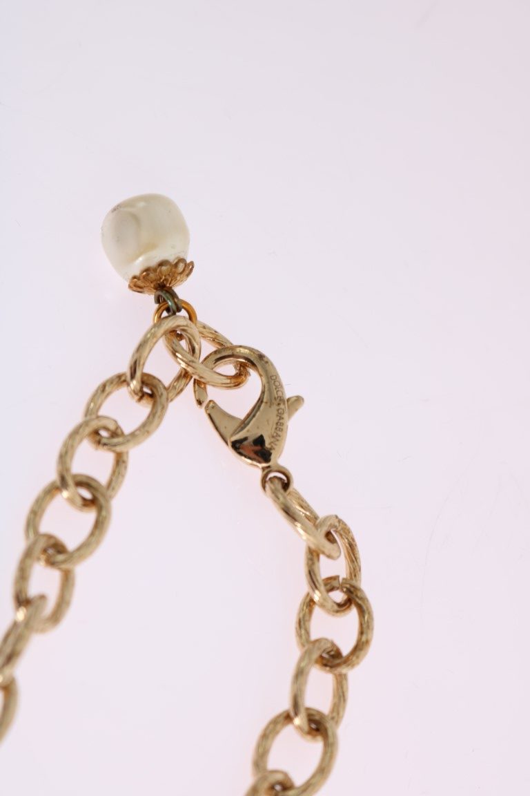 Gold Brass Clear Crystal Bow Necklace