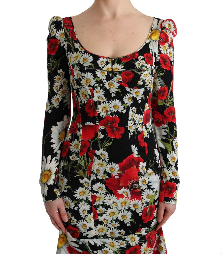 Multicolor Silk Floral Silk Stretch Dress