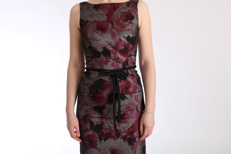 Roses Silk Stretch Sheath Long Dress