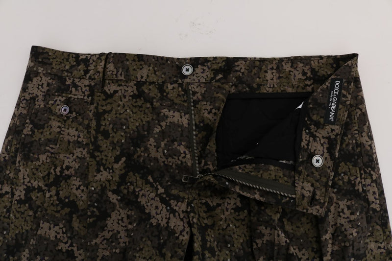 Black Green Cotton Military Pattern Shorts