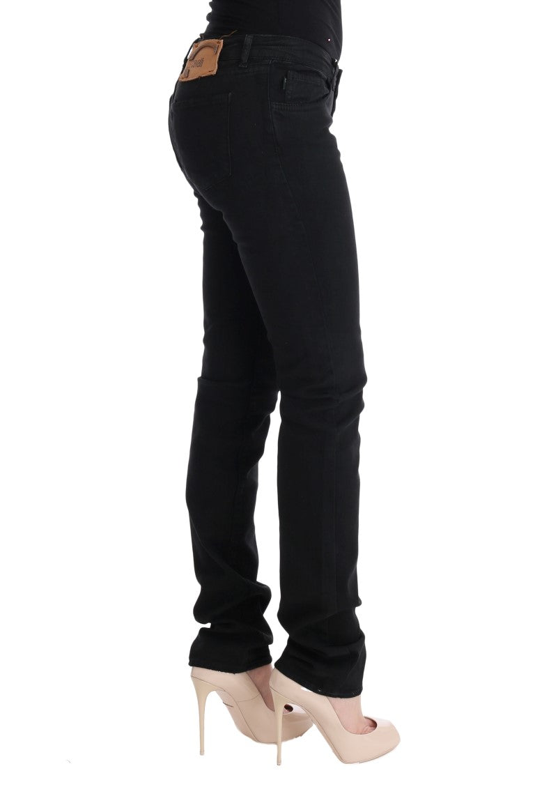 Black Cotton Slim Fit Low Waist Jeans