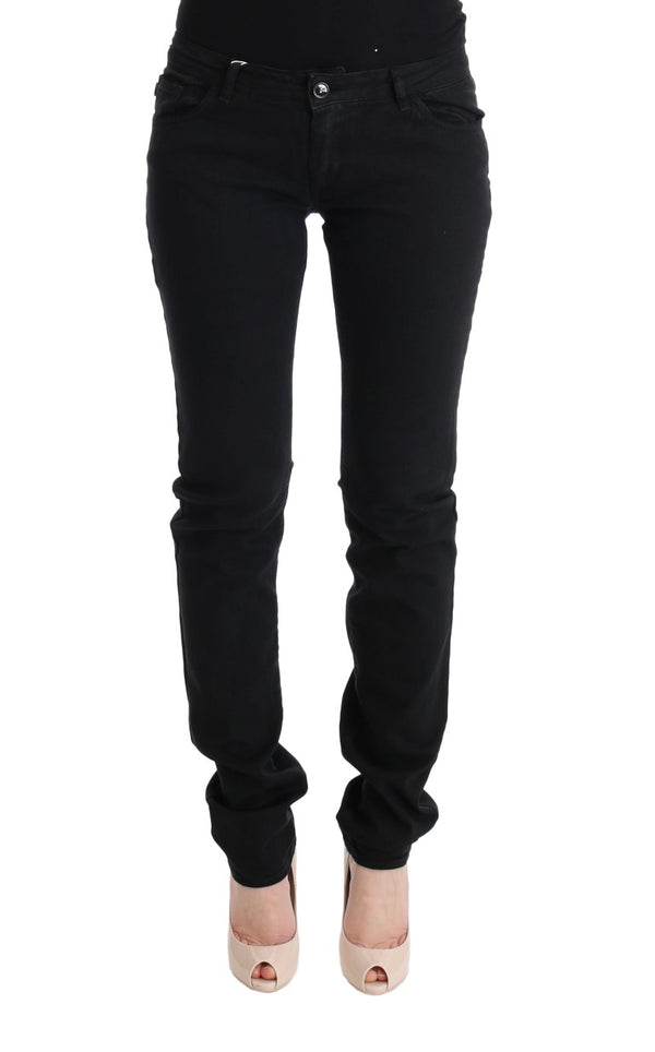 Black Cotton Slim Fit Low Waist Jeans