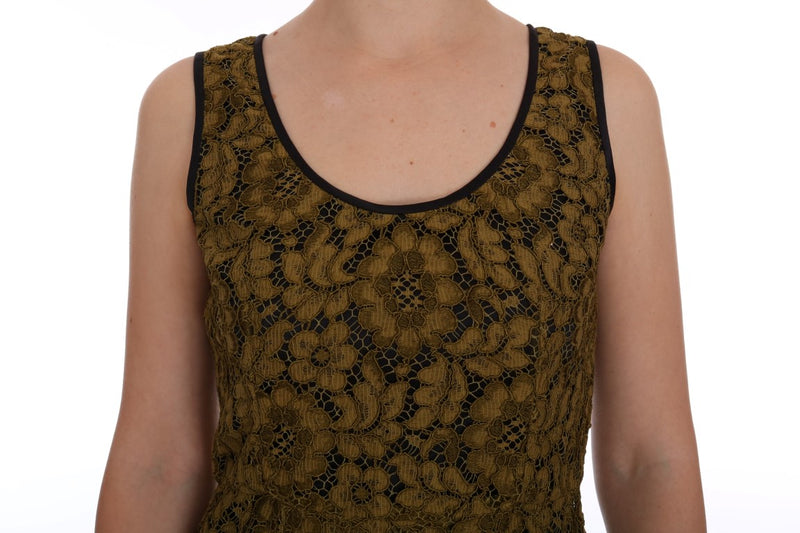 Yellow Floral Lace Short Mini Shift Dress