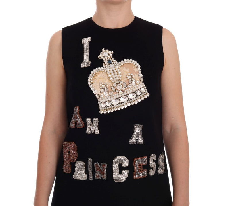 Black I AM A PRINCESS Crystal Shift Dress