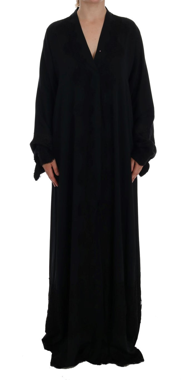 Blue Floral Applique Lace Kaftan Dress