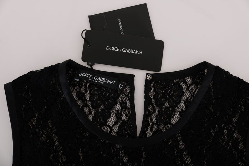 Black Ricamo Lace Transparent Blouse