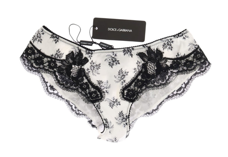 White Silk Black Lace Underwear