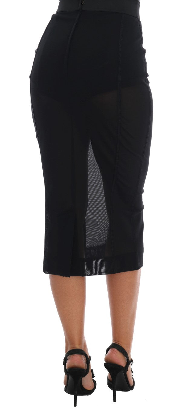 Black Stretch Straight Pencil Skirt