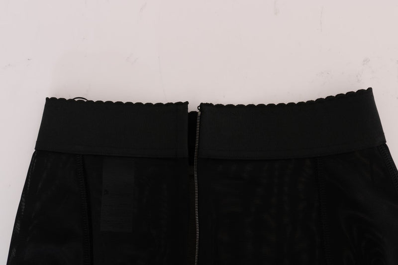 Black Stretch Straight Pencil Skirt