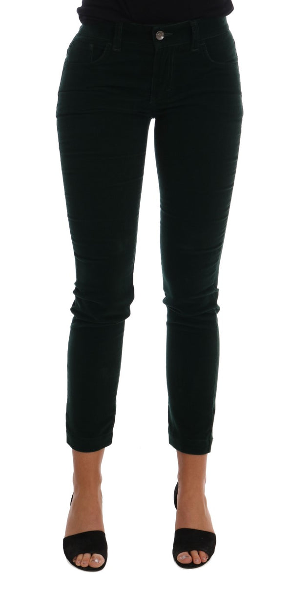 Green Corduroy Cotton Stretch Jeans