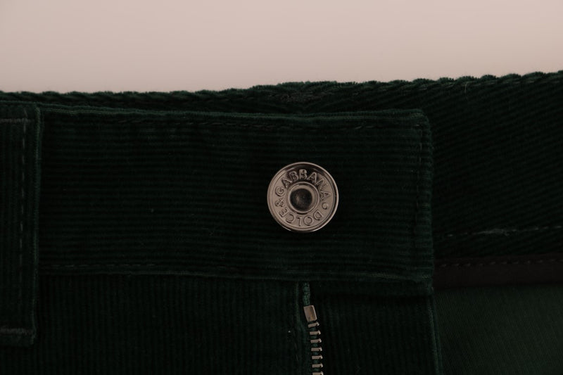 Green Corduroy Cotton Stretch Jeans